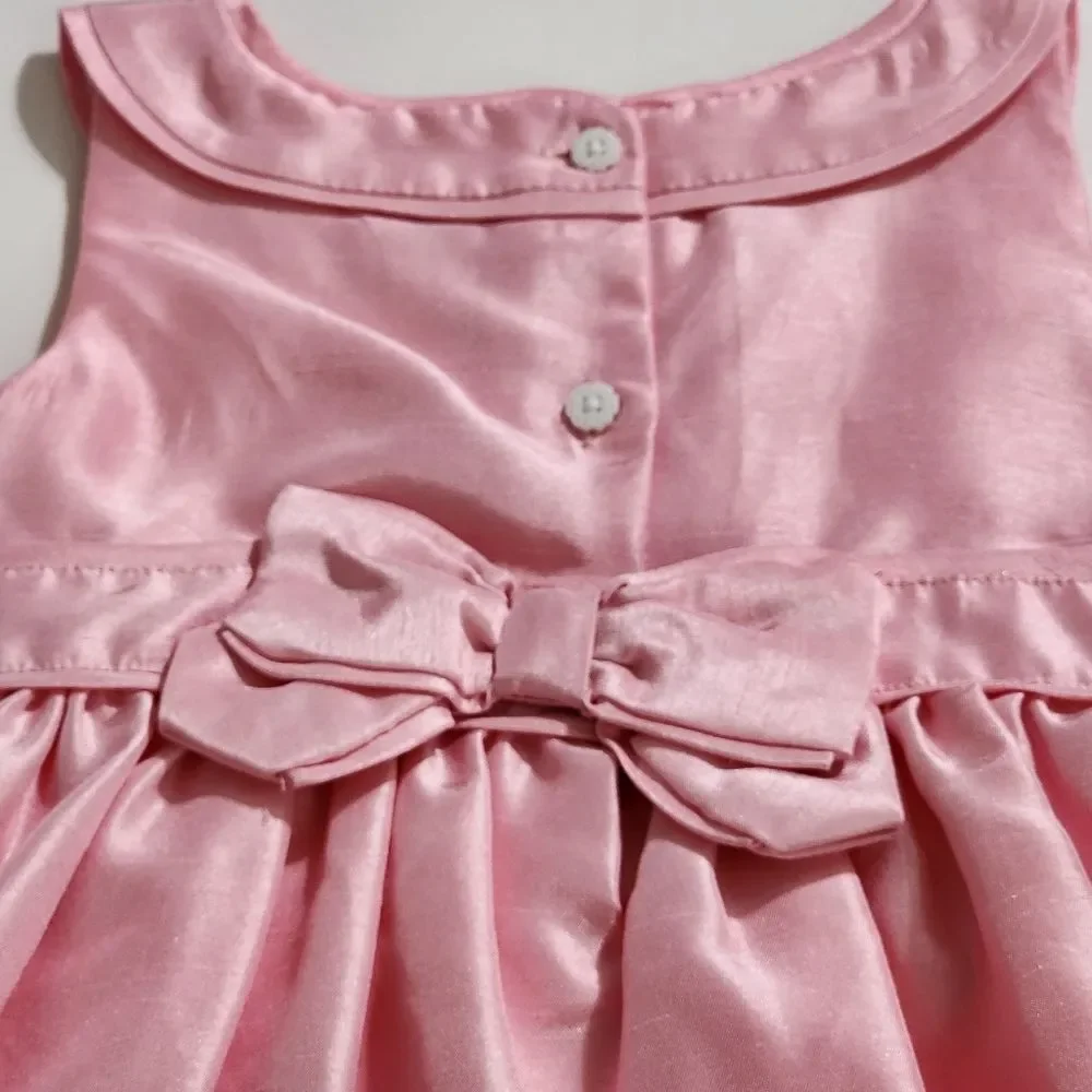 Gymboree Girls Pretty in Pink & White Shiny Formal Ribbed Dress 5t